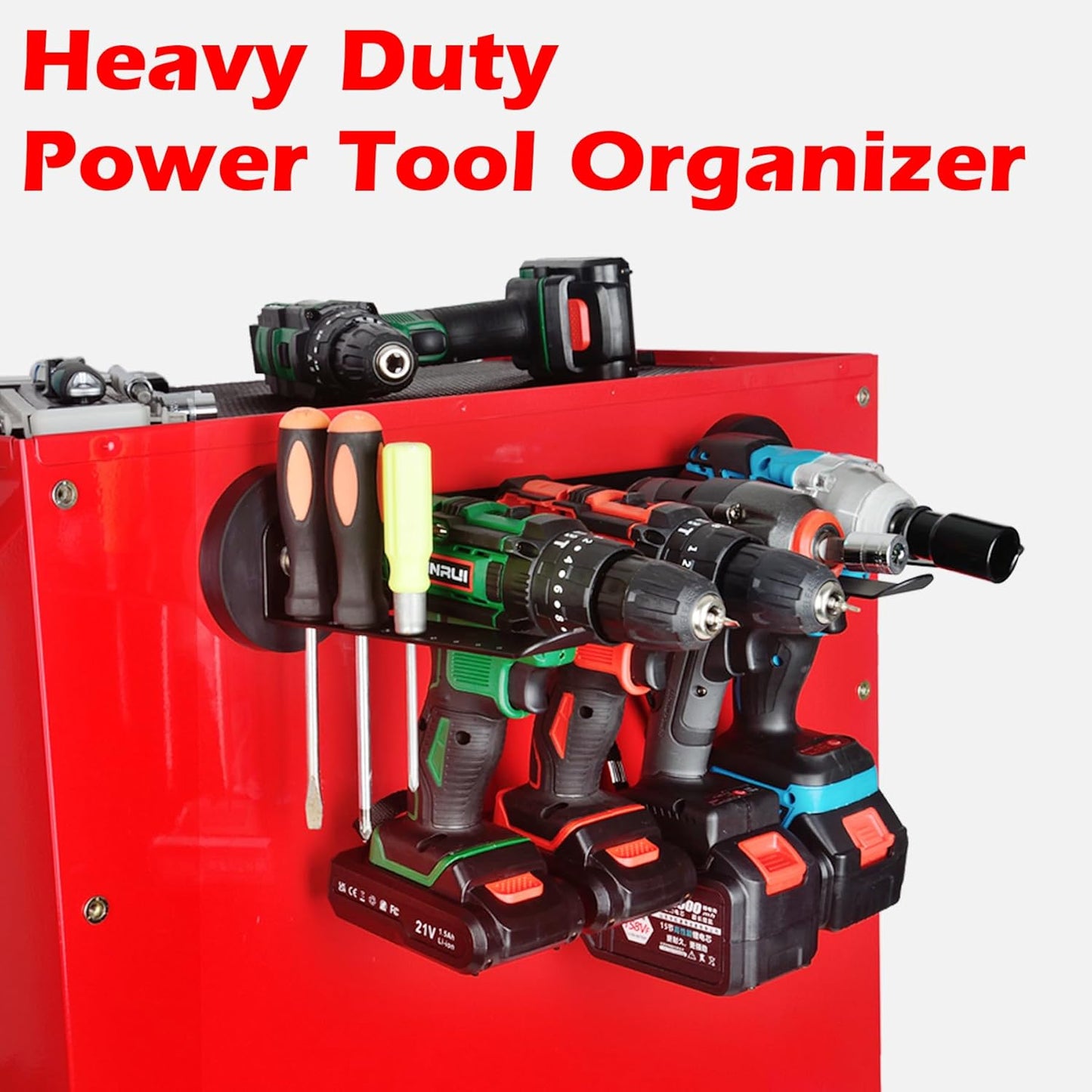 MUTUACTOR Power Tool Organizers and Storage Garage Drill Drivers Shelves Magnetic Mount 4 Slots,Heavy Duty Magnetic Racks and Shelving Utility Storage Holder for Garage Warehouse