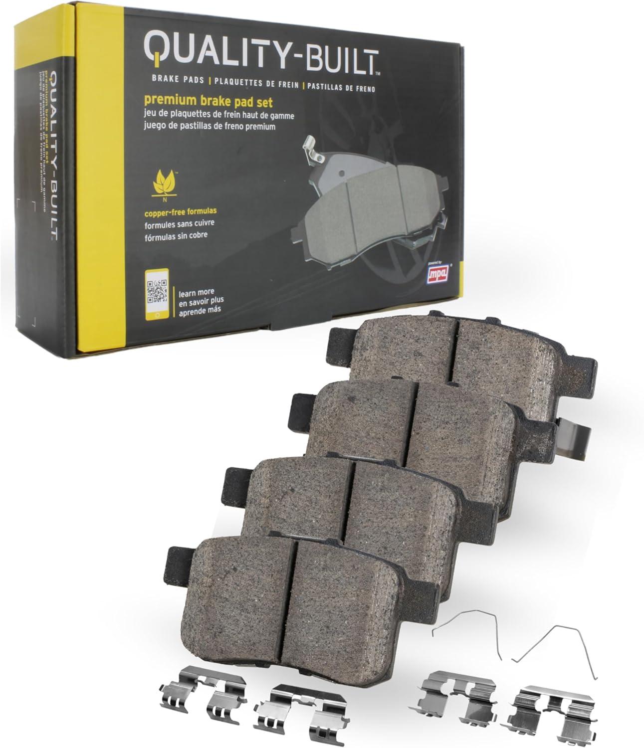 Premium Semi-Metallic Rear Brake Pads (1001-1449M) Compatible with Jaguar XF 2015-2010, XFR 2015-2010, XFR-S 2015-2013, XJ 2015-2010, XJR 2015-2014, XKR 2015-2010, XKR-S 2015-2012