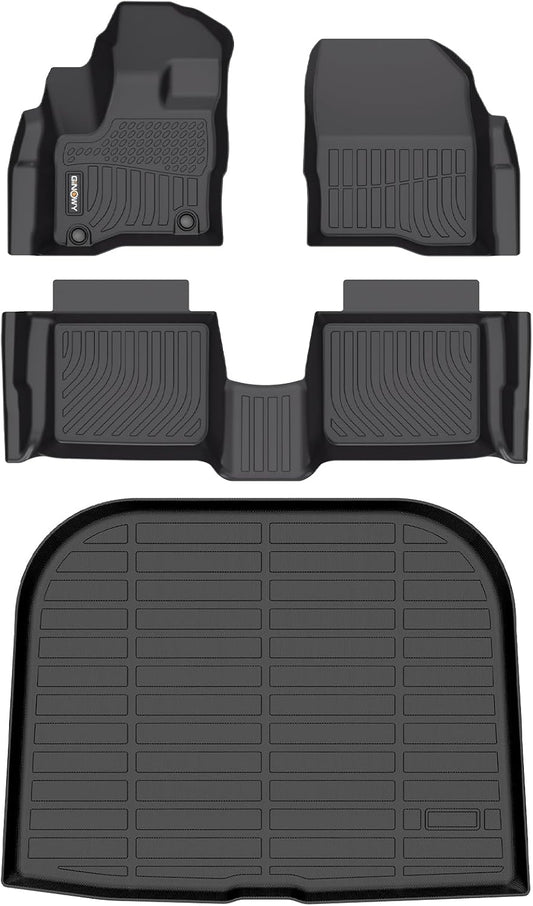 GINOWY-Floor Mats & Cargo Liner for Ford Taurus 2010-2019, TPE All Weather Taurus Car Mats, Custom Non-Slip Trunk Mat Floor Liners Taurus Accessories Black