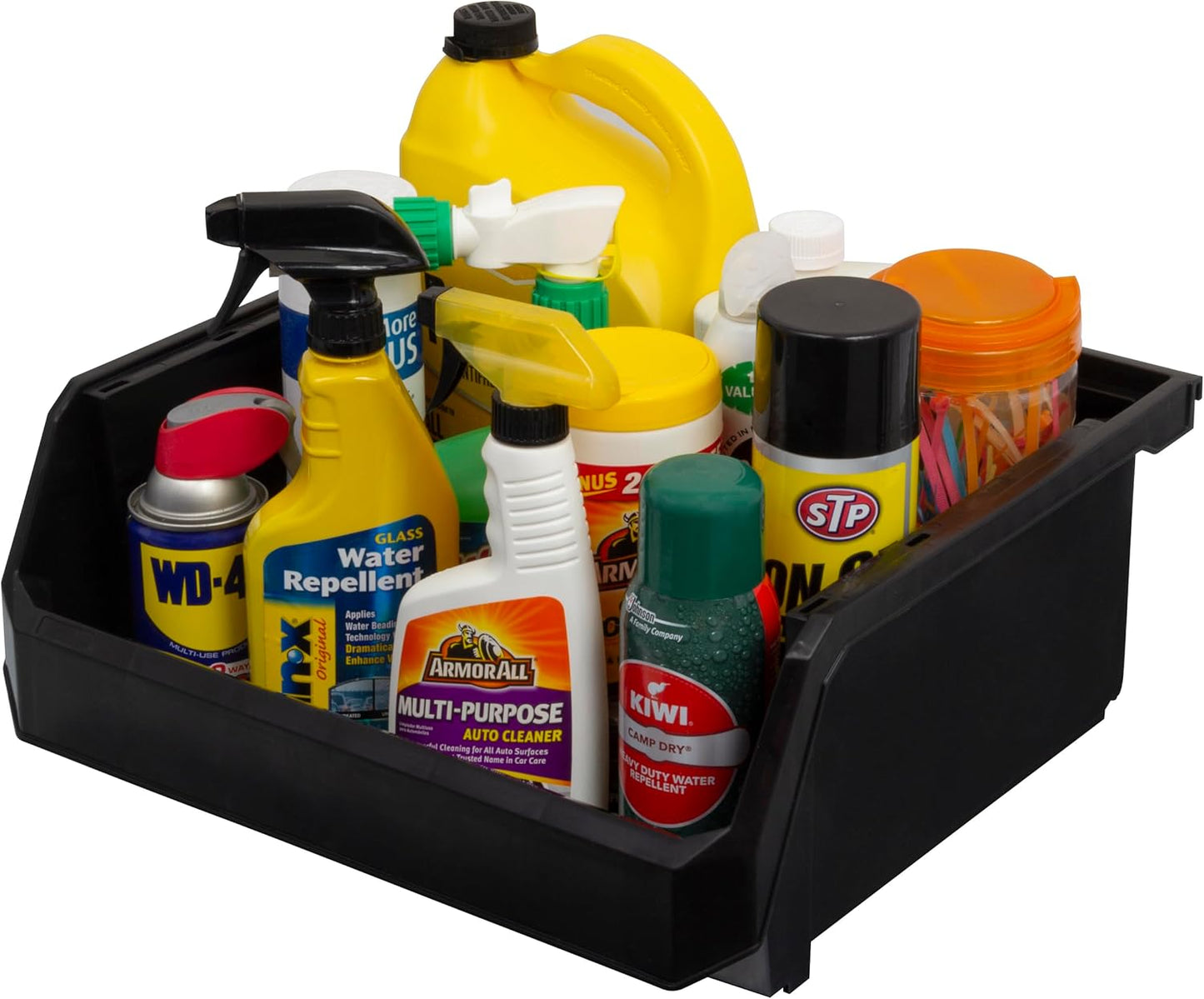 Plastic Containers for Organizing and Storage Bins for Closet, Kitchen, Office, Garage or Pantry Organization, Stackable Bins, Extra Large (14.8" x 16.5" x 7"), 4-Pack, Black