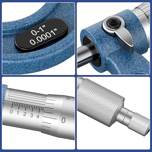 HDLNKAK 0-6 inch Outer Diameter Micrometer Set, 6-Piece high-Precision Micrometer Tool Set, Equipped with 0.0001 inch Scale and Tungsten Carbide tip, Comes with a Sturdy Portable Carrying case.