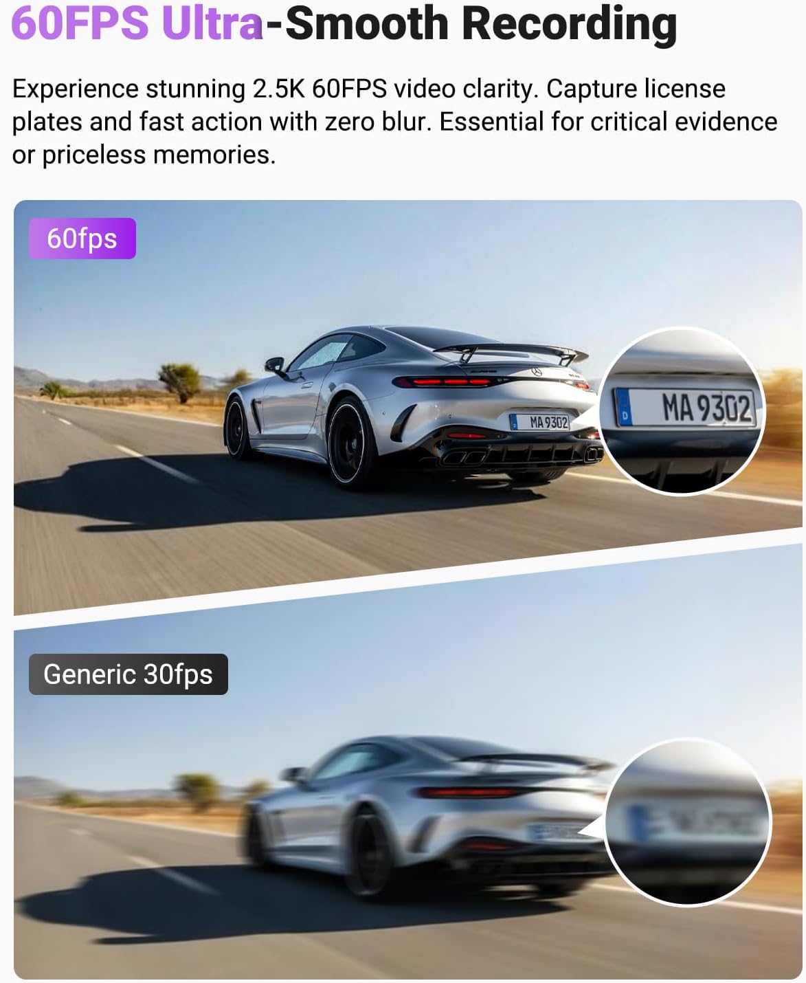 Vantrue S1 Pro 2.7K Front Mini Dash Cam, 2.5K@60FPS, STARVIS 2, ADAS, Voice Control, PlatePix™ Night Vision, WiFi, GPS, 158°Wide Angle, 24/7 Parking Mode, Support 1TB Card Max