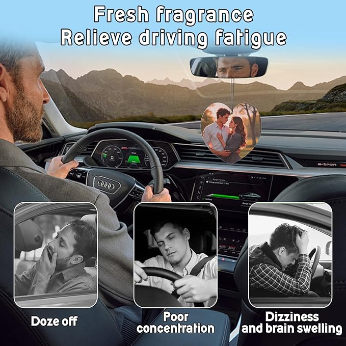 Custom Photo Car Air Fresheners with Picture- Personalized Scented Gifts for Girls Women & Men with New Car etc Various Smell, Mirror Hanging Accessories for Your Cars (Square)