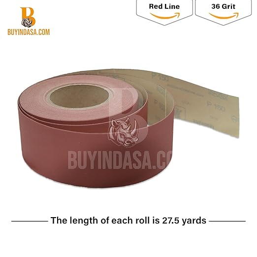 Indasa 2.75" PSA Sandpaper Roll - 27 Yard Rhynostick180-Grit Long Continuous Roll, Self-Adhesive Stickyback Sand Paper for Woodworking, Automotive, Metal (Aluminum Oxide Plus Lubricant)
