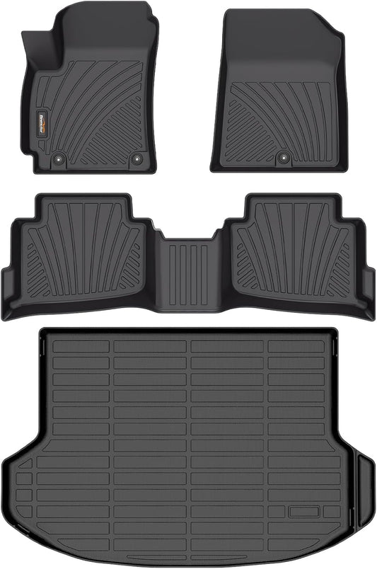 Binmotor-Custom Fit Floor Mats & Cargo Liner for Kia Seltos 2024 2025, All Weather Car Floor Mat for Kia Seltos Accessories, TPE Rubber Liners Cargo Trunk Mat Trunk Liner-Black
