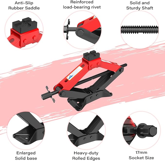 Portable Car Jack 3 Ton, Heavy Duty Scissor Jack for Car, Spair Tire Changing kit with Ratchet Wrench, Tire Jack Tool for Car SUV MPV