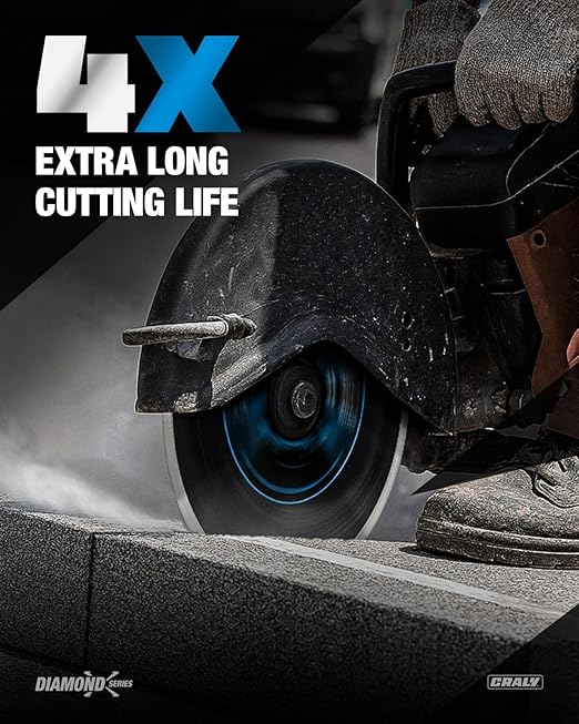 CRALY 14 Inch Super Thin Segmented Diamond Blade, 1 in Arbor, 9'' Diamond Stone Blade for Angle Grinder & Masonry Saw, Diamond Cutting Wheel for Cutting Concrete, Paver, Masonry, Stone, Granite, 2PC