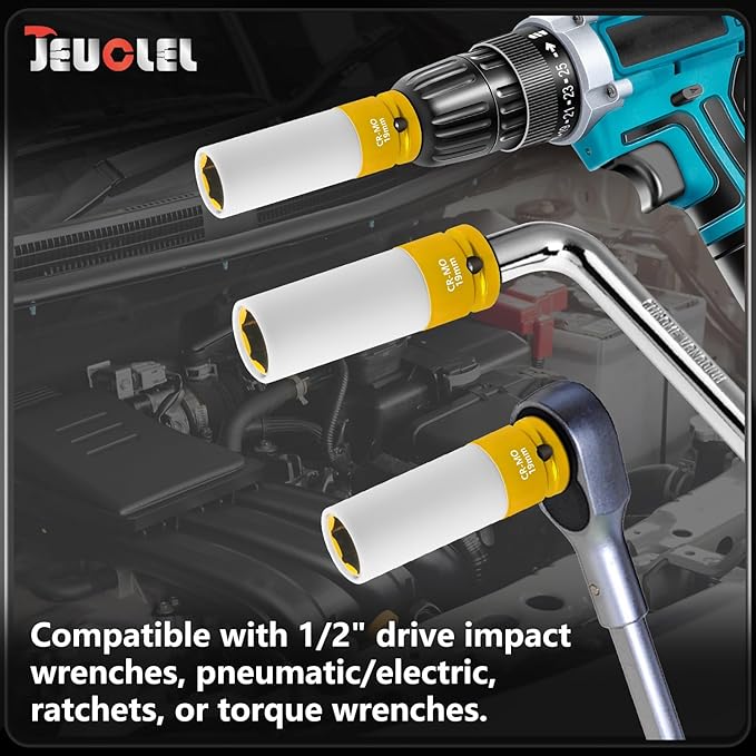 19mm 1/2"Drive Wheel Protector Impact Socket, Lug Nut Impact Socket, Non-Marring Lug Nut Thin Wall Deep Socket, Wheel Protector Hand Repair Tool