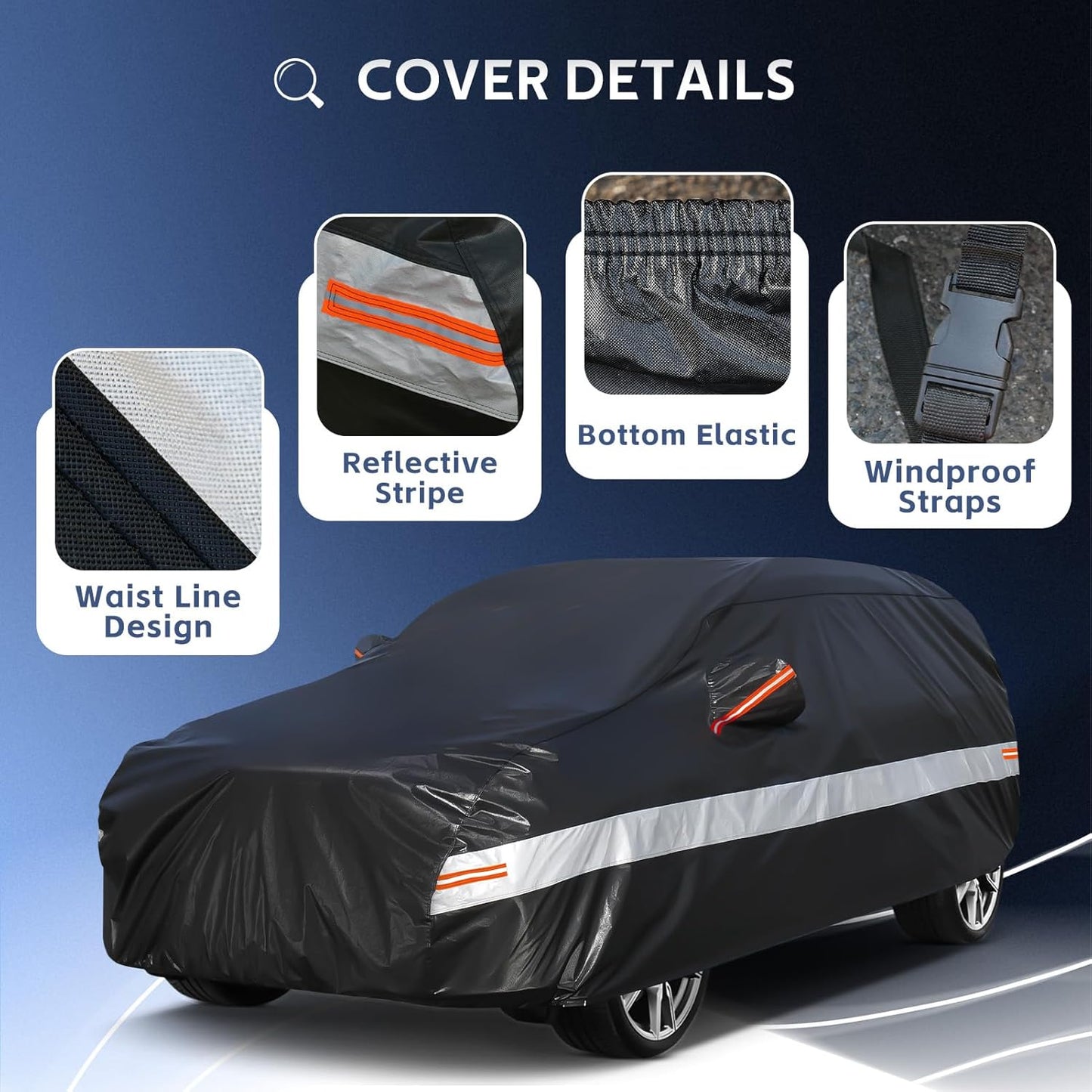 10 Layers SUV Car Cover Custom Fit for Mitsubishi Outlander (2005-2024) Waterproof All Weather for Automobiles, Outdoor Full Cover Sun UV Rain Protection with Cotton.Black