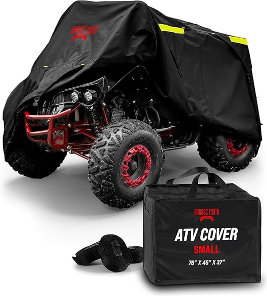 Badass Moto ATV Covers Waterproof Outdoor Heavy Duty - Rip-Resistant ATV Cover with Easy Access Zipper - Durable and Versatile Four Wheeler Accessories for Quad and Powersport Vehicles, Small (75")