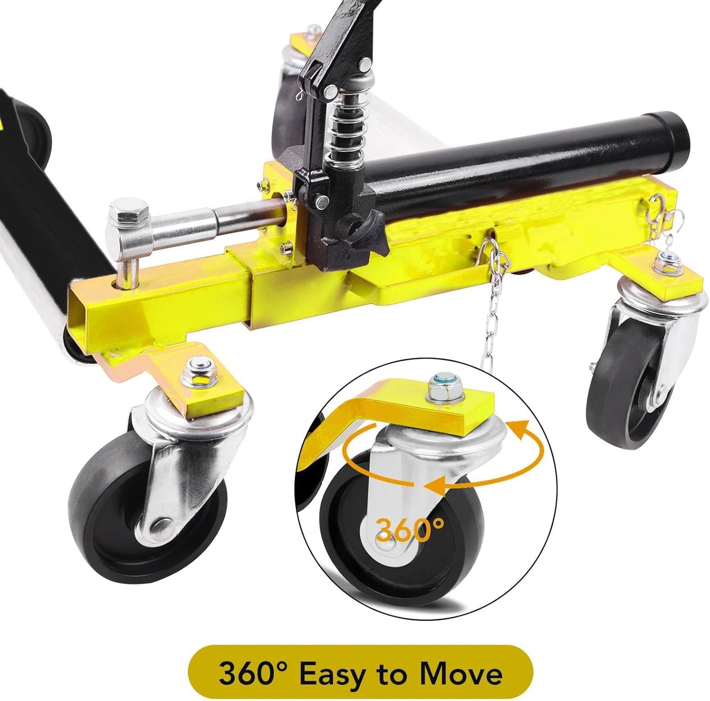 2 Pcs Car Wheel Dolly with Hydraulic Tire Jack, 1500LBS Capacity Trailer Dolly for Vehicle Positioning for Truck RV Trailer, Yellow