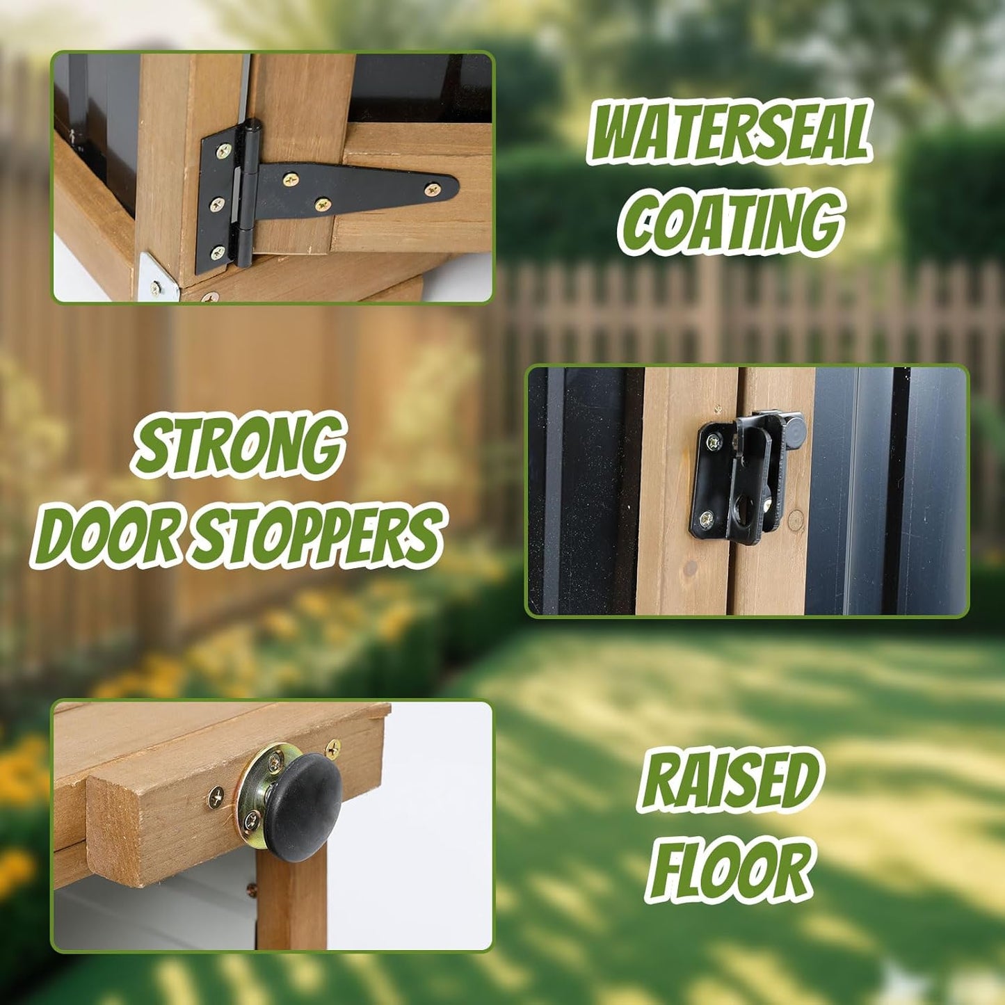 Outdoor Storage Cabinet Weatherproof,Wood & Metal Storage Shed with Adjustable Shelves & Lockable Doors,Vertical Outdoor Cabinets for Backyard Patio, Gardening Tools and Accessories,Brown