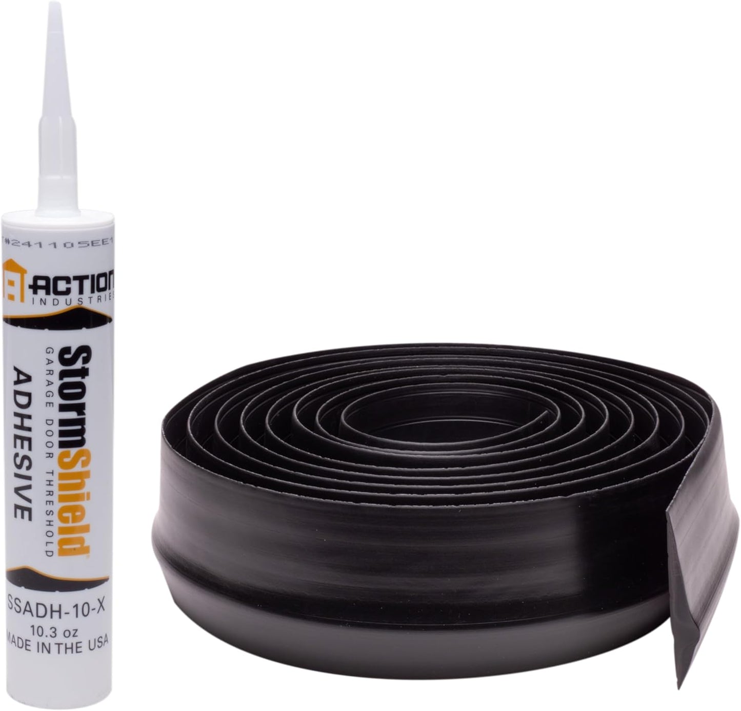 Storm Shield® 16’ Garage Door Seal Threshold Strip - Durable PVC Rubber Seal Strip - Flame Resistant, Weatherproofing Garage Door Installation - Epoxy Adhesive - Made in The USA