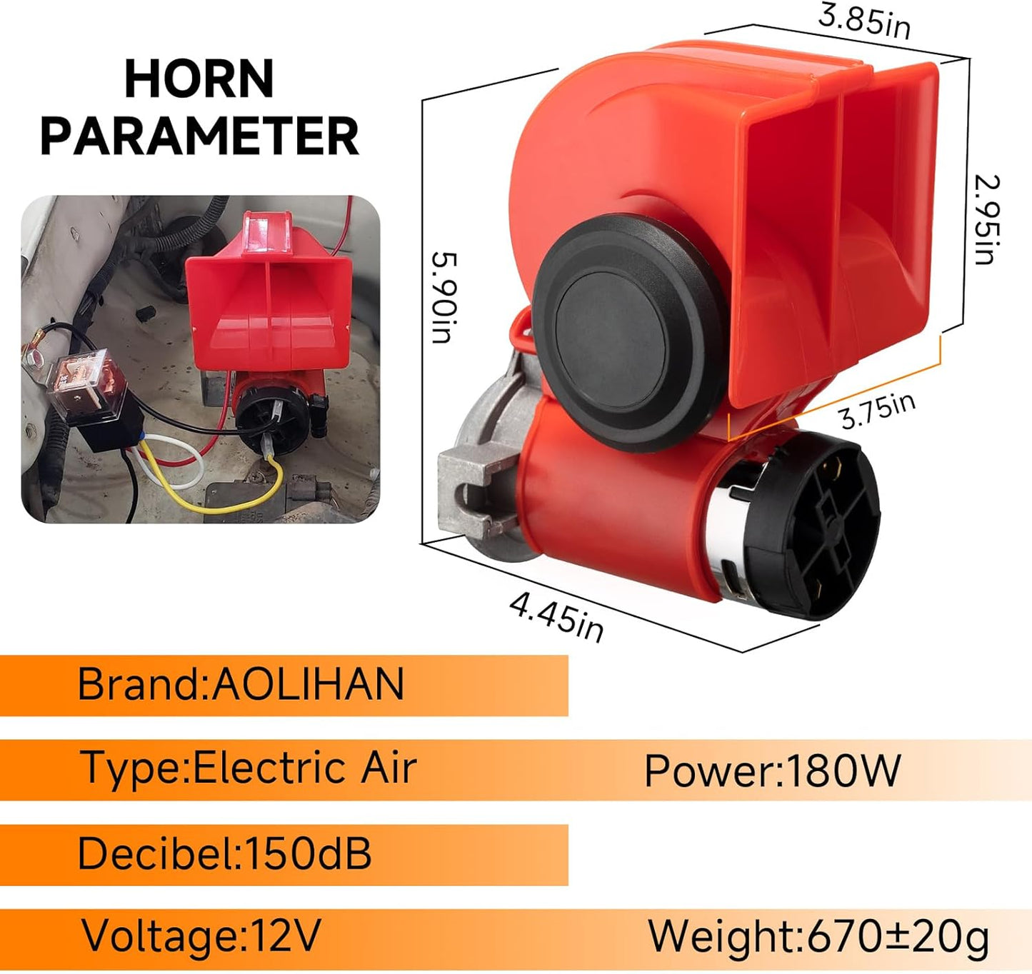 Train Horns kit for trucks,Air Horn for Motorcycle,Train Sound Car Horn Kit 12V Super Loud Electric Bull Horn(red horn with wire and button, 12v)