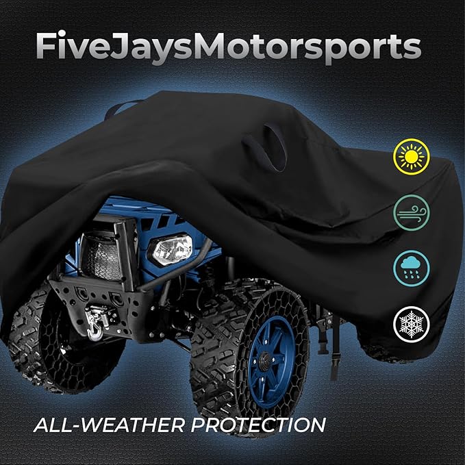 ATV Cover with Handles and Buckle - All Weather - Outdoor ATV Cover - HEAVYDUTY Protection - 4 Wheeler/Quad - FITS Polaris, Suzuki, Honda, Kawasaki, Yamaha