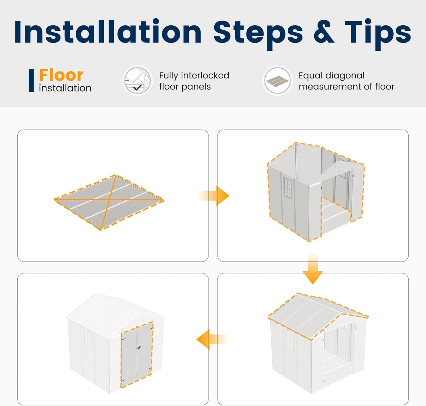 UDPATIO Resin Storage Shed 8 x 6 FT, Outdoor Garden Sheds with Floor Plastic Patio Outdoor Storage Shed with Lockable Door, Sandstone