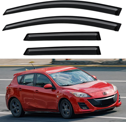 Window Visors Rain Guards Shield for 2010 2011 2012 2013 Mazda 3 Hatchback, Out-Channel Window Vent Wind Deflectors Visors Shades for 10 11 12 13 Mazda 3 Hatchback (NOT for Mazda 3 Sedan)