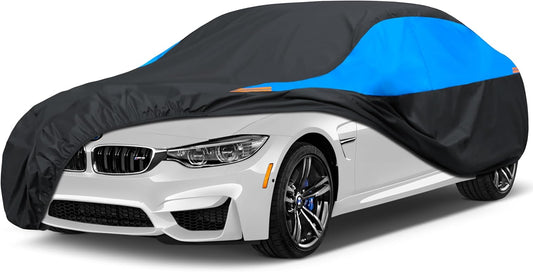 MORNYRAY Waterproof Car Cover All Weather Snowproof UV Protection Windproof Outdoor Full car Cover, Universal Fit for Sedan (Blue, A3-Fit Sedan Length(178-185 inch)