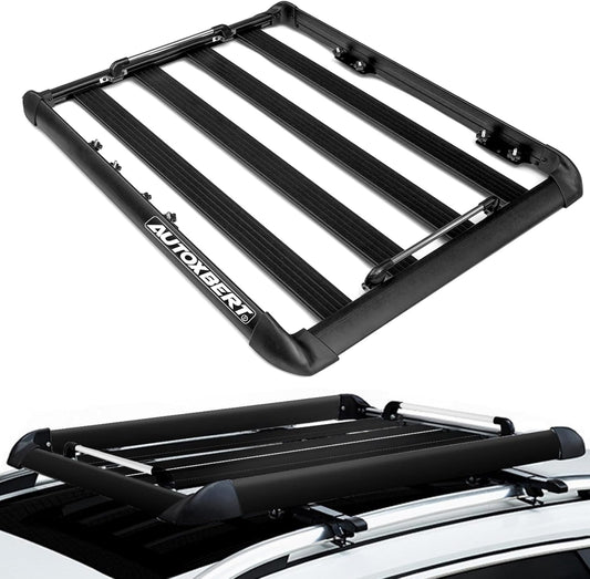 AUTOXBERT 50" x37.8" x3.54" Universal Aluminum Roof Rack Rooftop Cargo Carrier Luggage Basket 330LBS Heavy Duty Car Top Luggage Holder or Cars SUVs and Trucks