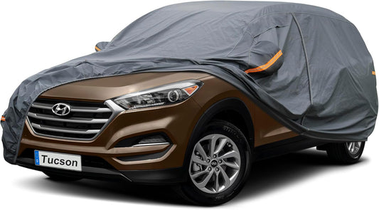 Premium Car Cover Custom Fit Hyundai Tucson (2004-2025), 16 Layers Heavy Duty Car Cover Waterproof All Weather with Zipper Door for Sun Rain Snow Dust Uv Protection