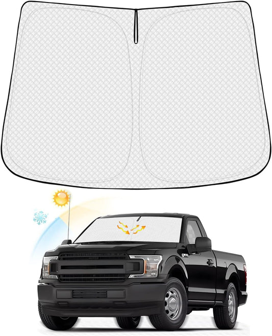 Windshield Sun Shade for 2017-2022 Ford Super Duty F250 F350 F450 F550 Thicken 6-Layer Foldable Front Window Sunshade Sun Visor Protector Block UV Rays Keep Vehicle Cool