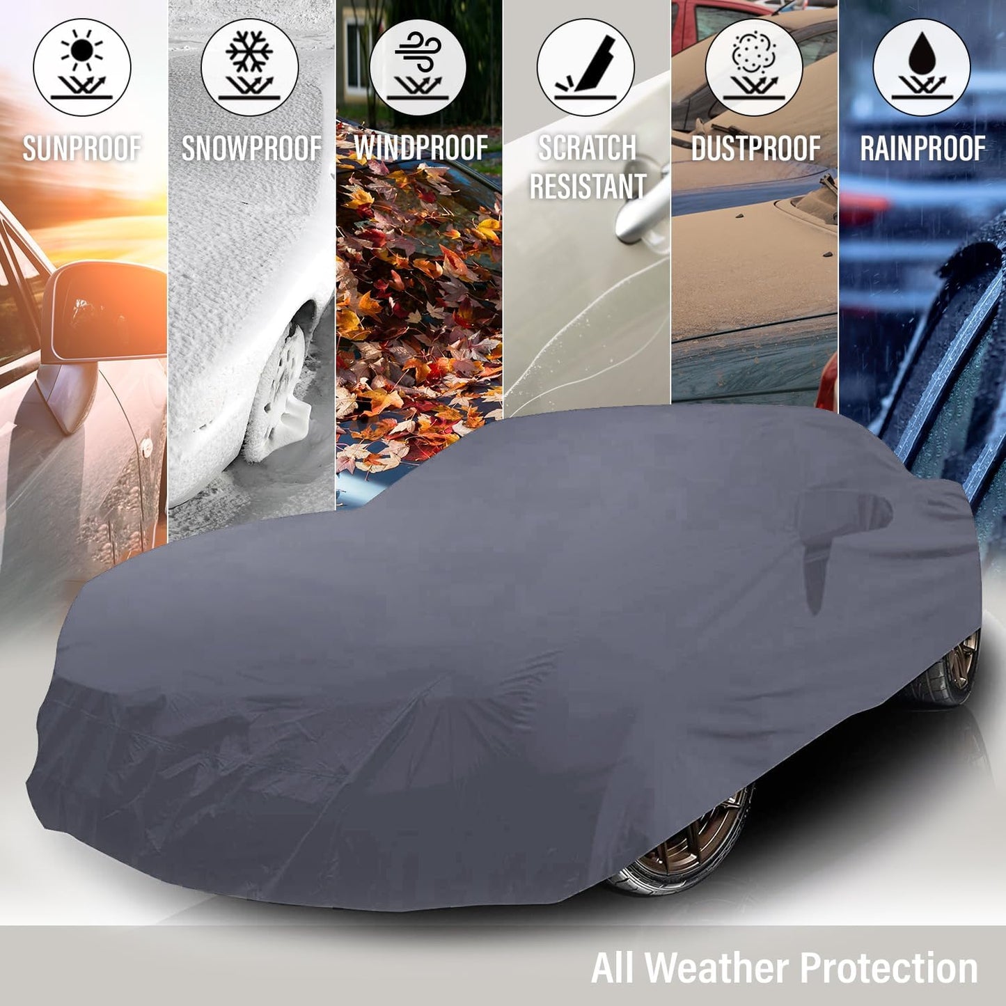 Supreme Full Car Cover – for Pontiac Executive 1966-1969 Sedan 4-Door Coupe 2-Door Semi Custom Fit Waterproof Full Coverage All Weather Windproof Dust Proof Indoor Outdoor Automobile
