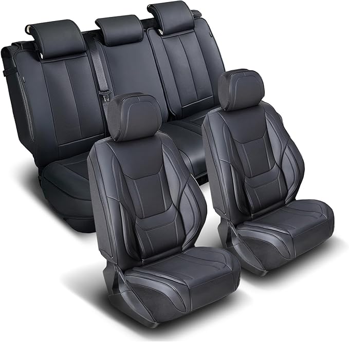 Coverland Custom Fit Car Seat Covers for Truck Compatible with [Chevy Silverado 1500, 2500HD, GMC Sierra 1500] Premium Waterproof Non-Slip Interior Seat Protector [Full Set Black - Size Chart X153]