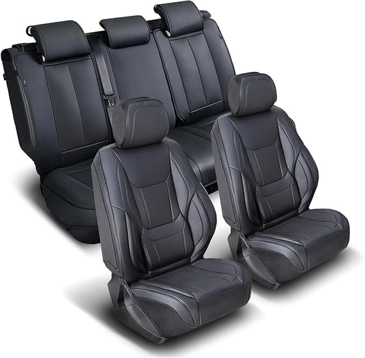 Coverland Custom Fit Car Seat Covers for Truck Compatible with [Chevy Silverado 1500, 2500HD, GMC Sierra 1500] Premium Waterproof Non-Slip Interior Seat Protector [Full Set Black - Size Chart X153]