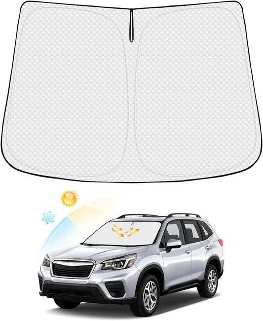 Windshield Sun Shade for Subaru Forester 2019-2024 Accessories Thicken 6-Layer Foldable Front Window Sunshade Sun Visor Protector Block UV Rays Keep Vehicle Cool