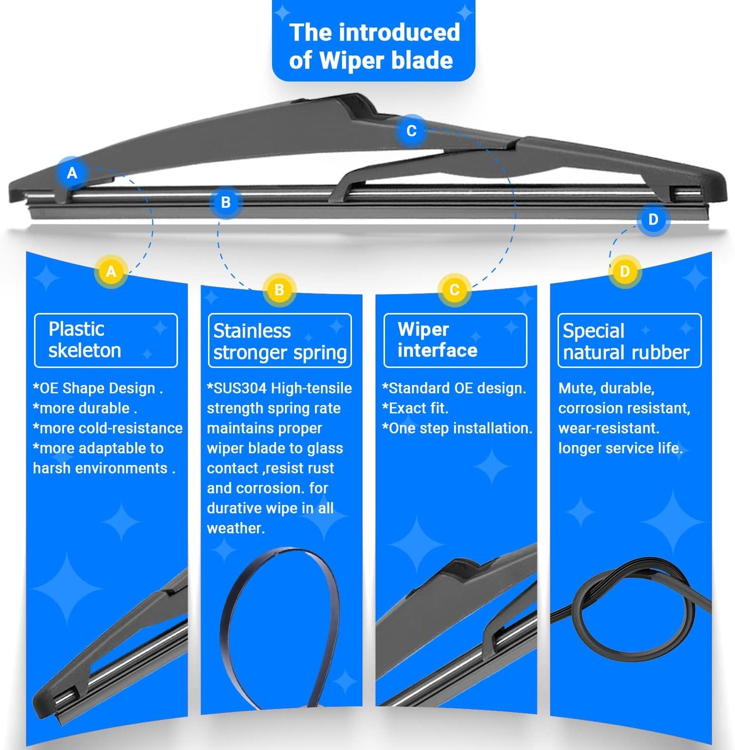 Windshield Wiper Blades Replacement for Mitsubishi Outlander Sport 2011-2022 Original Factory Quality Front Rear Wipers Blade Set for My Car - 24" 21" 10" (Pack of 3)