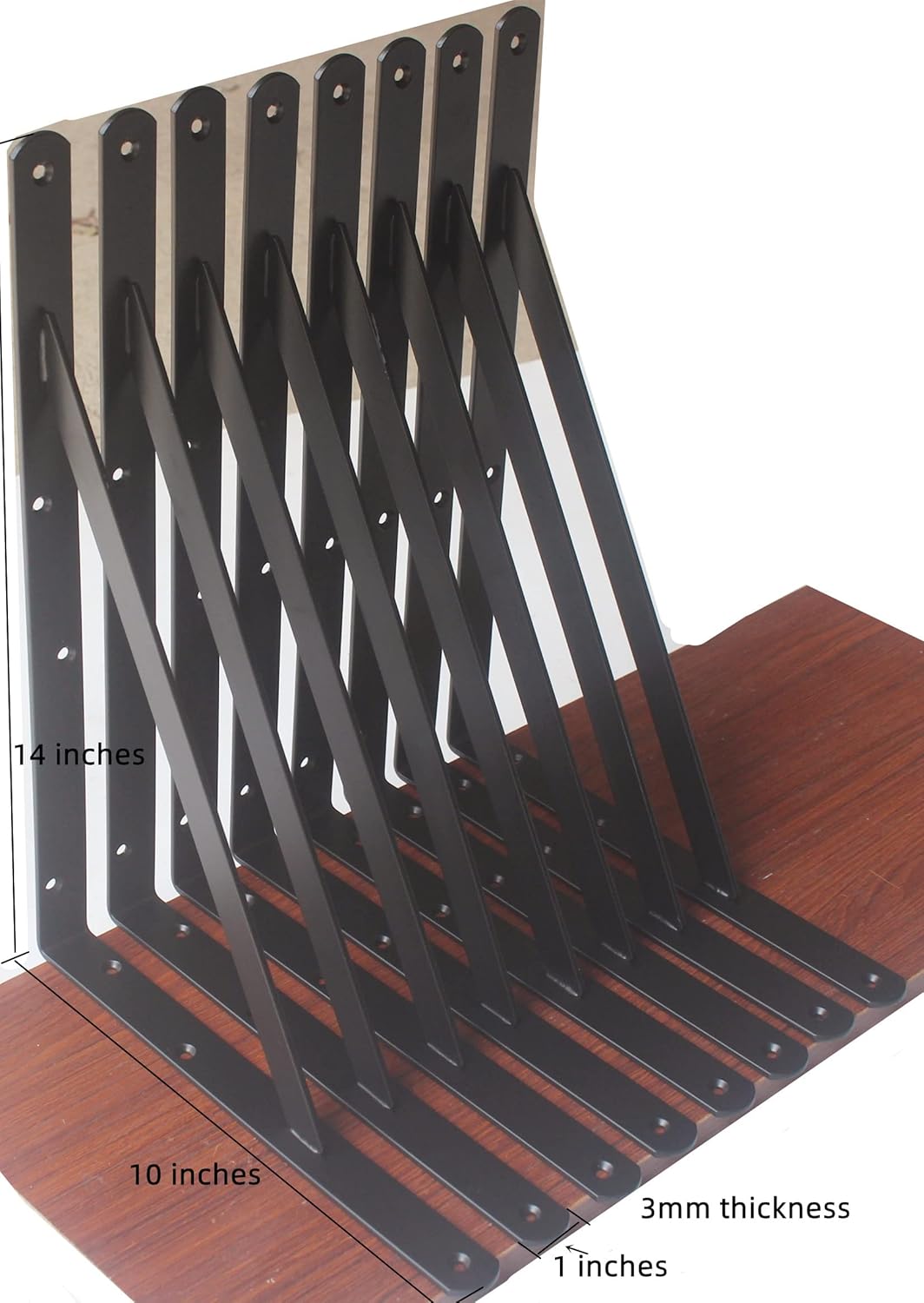 40 Pack L14 x H 10" Black Heavy Duty Shelf Brackets with Screws Metal Shelf Brackets Shelf Support Angle Brackets for Shelves L Brackets Heavy Duty Floating Shelf