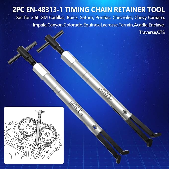 ZKTOOL 2PC EN-48313-1 Timing Chain Retainer Tool Set for 3.6L GM Cadillac, Buick, Saturn, Pontiac, Chevrolet, Chevy Camaro,Impala,Canyon,Colorado,Equinox,Lacrosse,Terrain,Acadia,Enclave,Traverse,CTS
