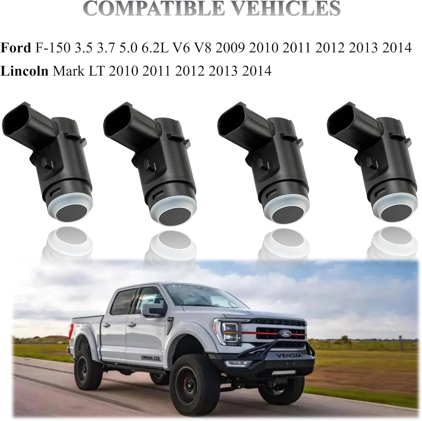 Backup Sensor Reverse Bumper Parking Assist Sensors Compatible with 2009-2014 Ford F-150 2010-2014Lincoln Mark LT Replaces# 9L3Z-15K859-D（4PCS）