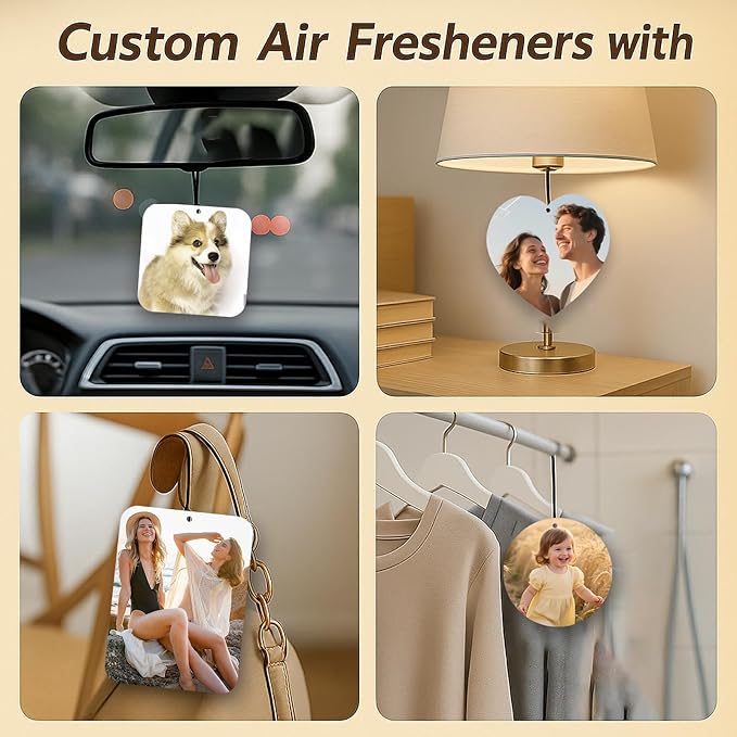 Custom Air fresheners with Picture,Personalized Air Freshener for Car,Cute Hanging Car Air Fresheners for Women,Double-sided Photo Printing Hanging Car Scents 30 scents available