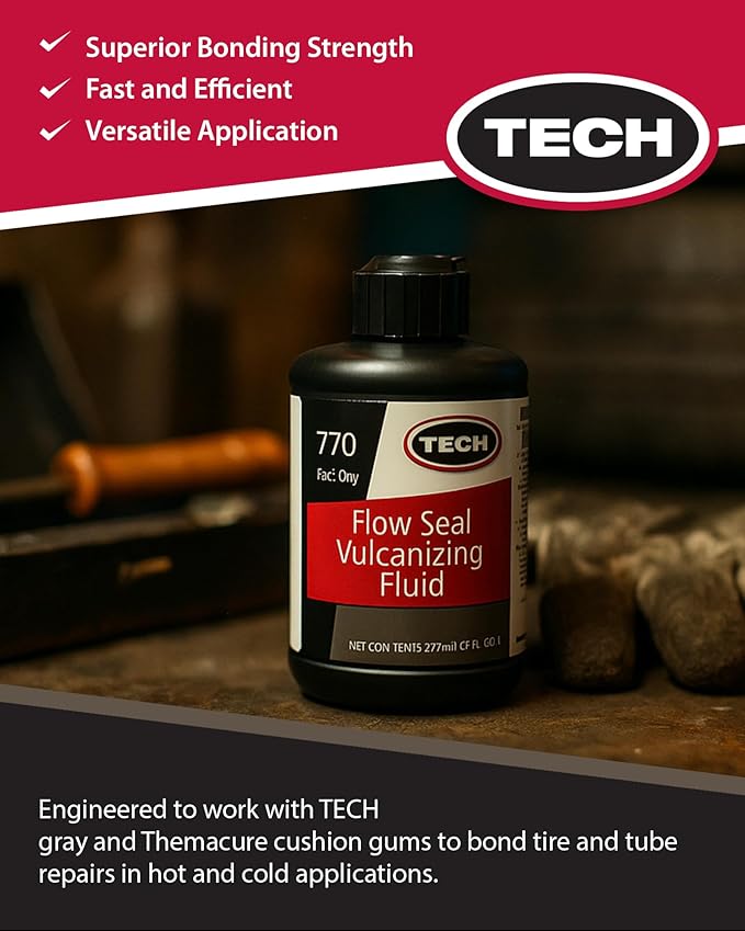 TECH Flow-Seal Vulcanizing Fluid - Permanently Bonds TECH Permacure and Flow-Seal Insert Repairs to Tires for a Permanent Bond, 7 oz.