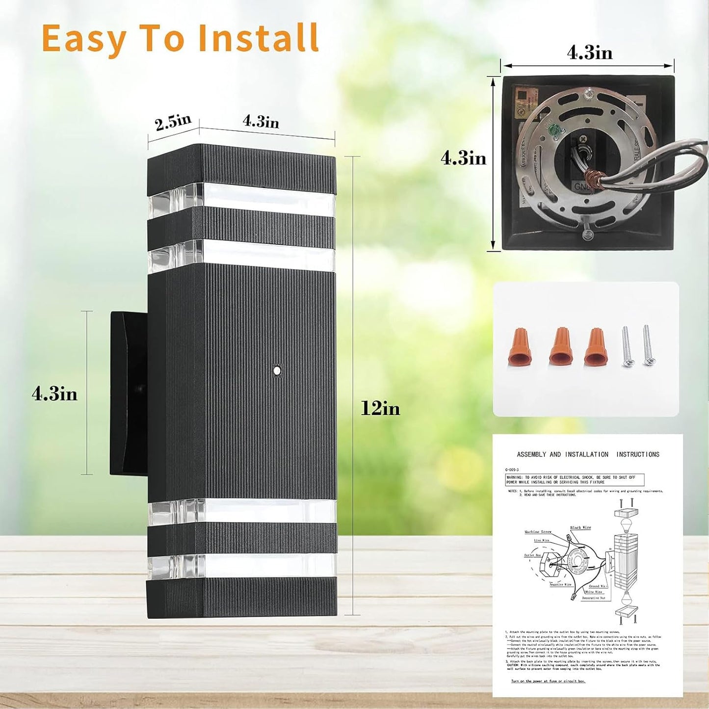 tewei 4 Pack Dusk to Dawn Outdoor Wall Lights Modern Exterior Light Fixture, 2-Layer Black Outside Lights for House, IP65 Waterproof Up and Down Outdoor Sconces Wall Lighting for Garage Porch, 3000K