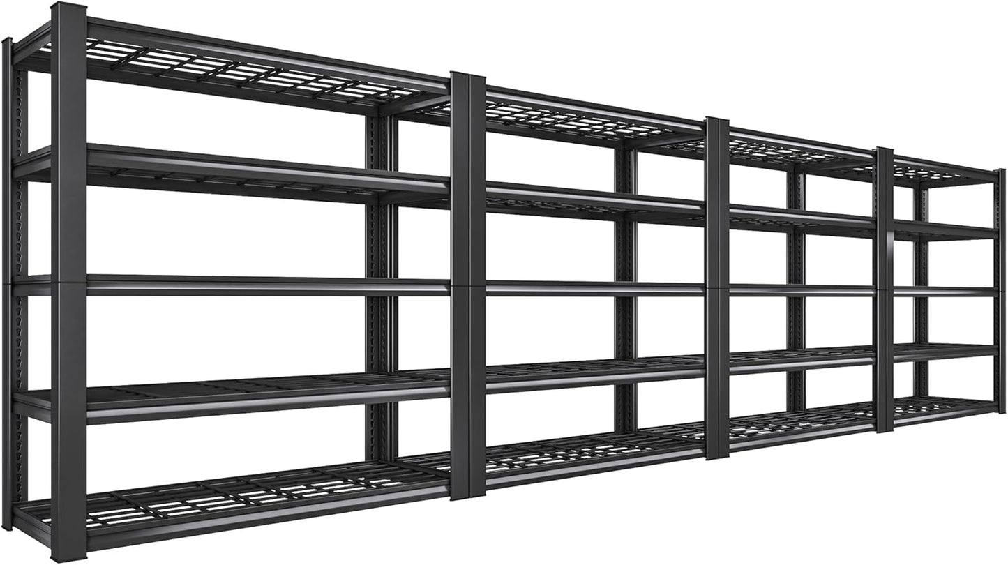 REIBII 3010LBS Storage Shelves 72" H Garage Shelving Heavy Duty Metal Shelving 5 Tier Adjustable Metal Shelves for Storage for Pantry Kitchen Basement 72" H x 35.5" W x 16" D, 4 Pack