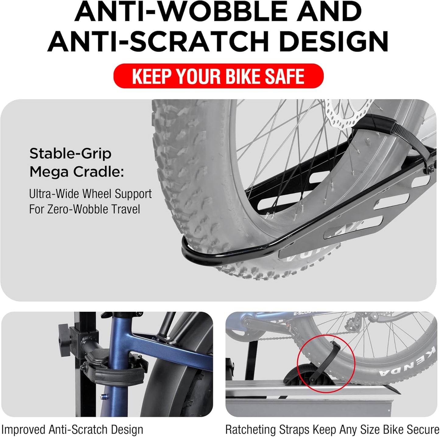 Rockland 1-Ebike Rack with Ramp,100 lbs Capacity, Single Hitch Mount Electric Bike Rack, Fits up to 5" Fat Tire Width and 50" Wheelbase, Ebike Carrier Rack for 2" Receiver for Cars SUVs Vans RVs