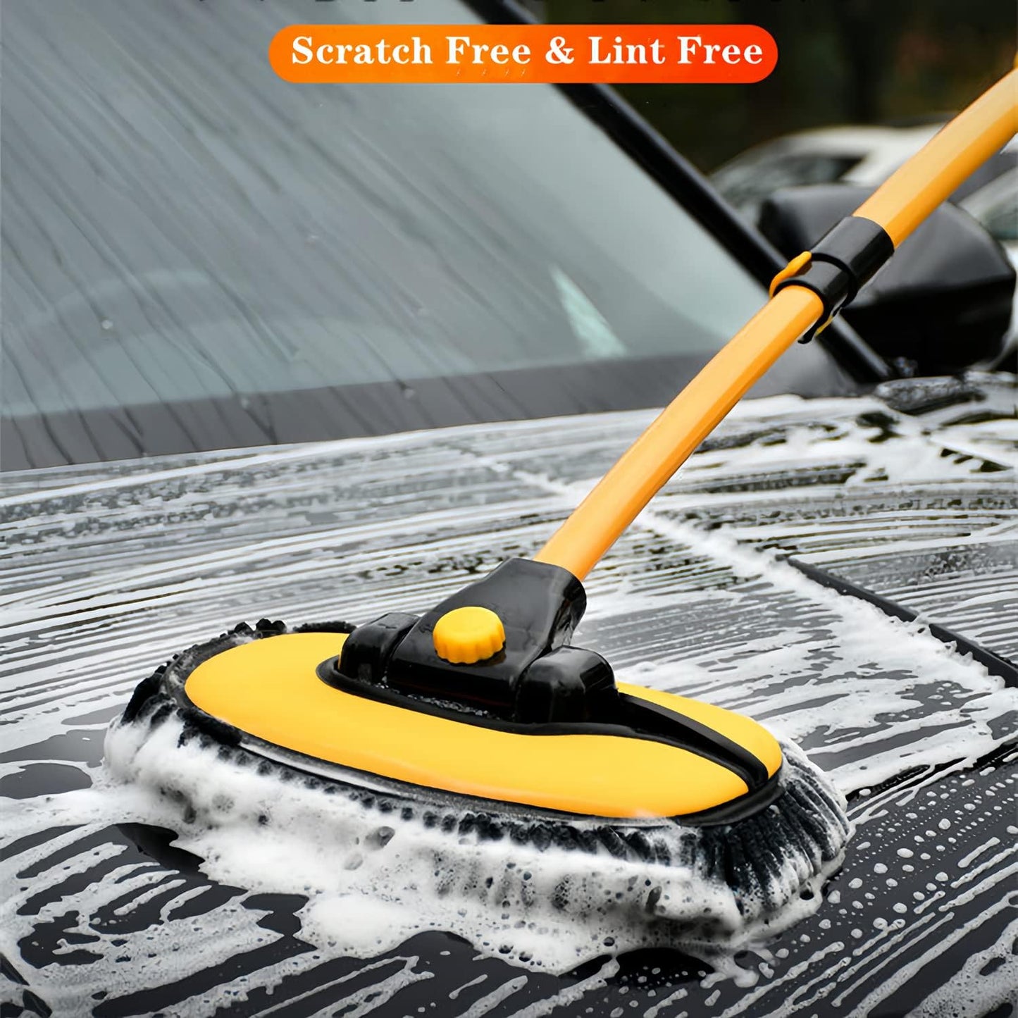 Upgrade Car Wash Brush Mop with Long Handle,Microfiber Mitt Car Cleaning Supplies Kit Car Wash Kit Tools Accessories