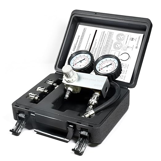 Cylinder Leak Tester Kit, Dual-Gauge 0-100PSI/700kPa, Locate Leak Sources Fits 10-18mm Spark Plugs Gas Engine Diagnostic Tool