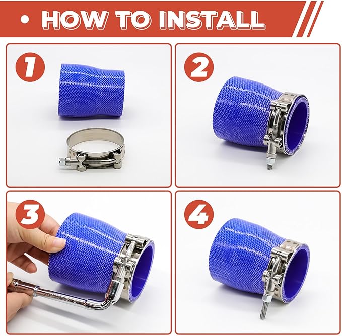 24 Pack 12 Size T-Bolt Hose Clamps, Stainless Steel_304 Working Range 28mm-116mm for 0.75" -4'' Hose ID, Turbo Intake Intercooler Clamp for Automotive
