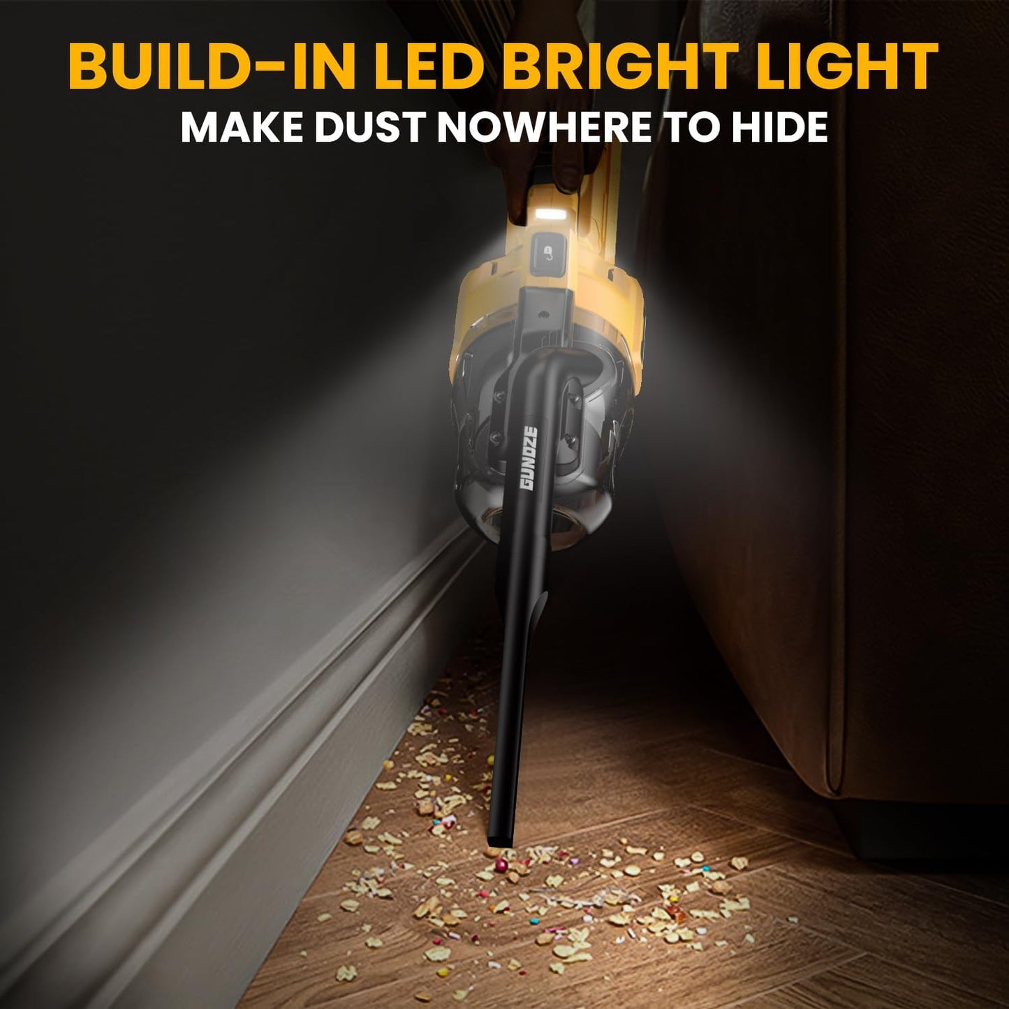 Cordless Vacuum for Dewalt 20V Battery, 5 in 1 Handheld Electric Vacuum Cleaner with 500W Powerful Motor, 46 CFM Portable with 2 Filtration HEPA for Home, Floor, Carpet, Car (Tool Only)