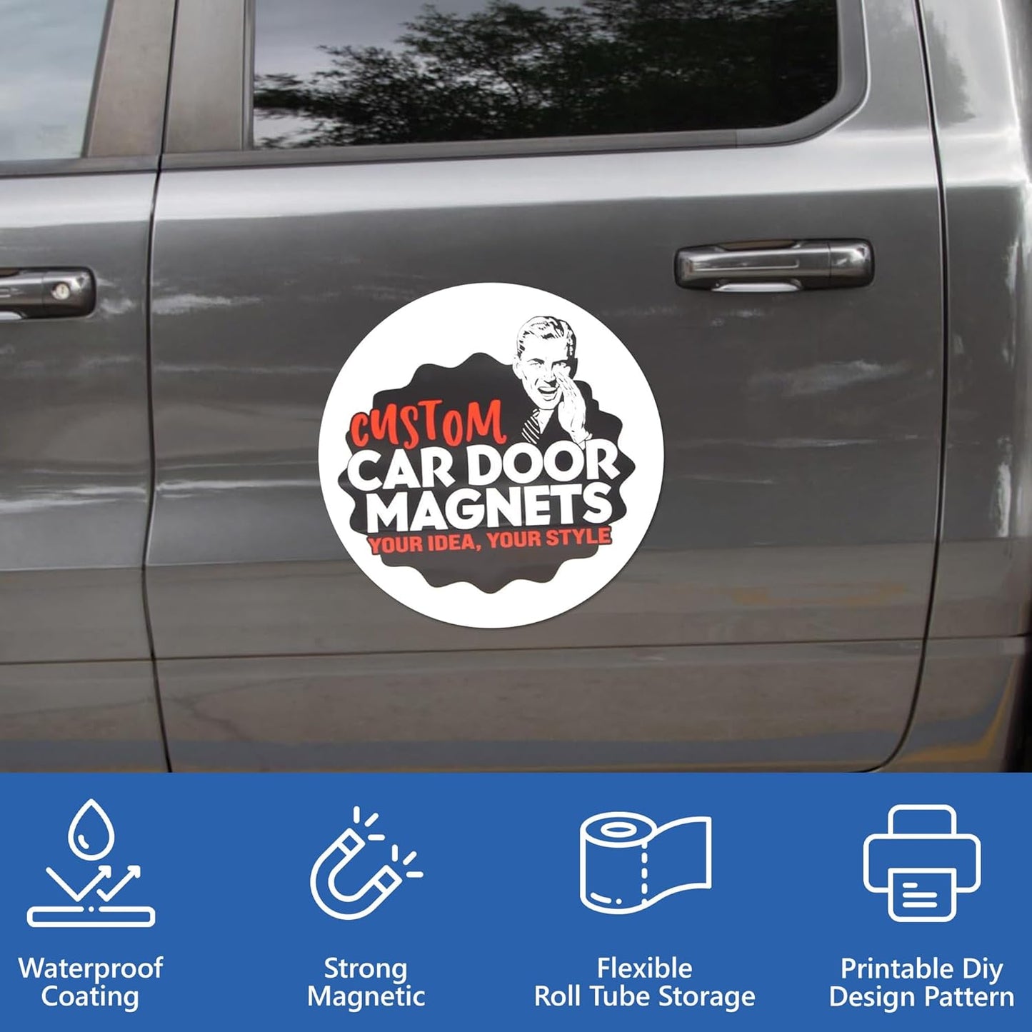 Custom Car Magnet Signs for Businesses (18" Round) 2 pk - Personalized Car Magnets for Advertising and Vehicle Promotion - Advertising Magnets for Cars Door - Professionally Printed