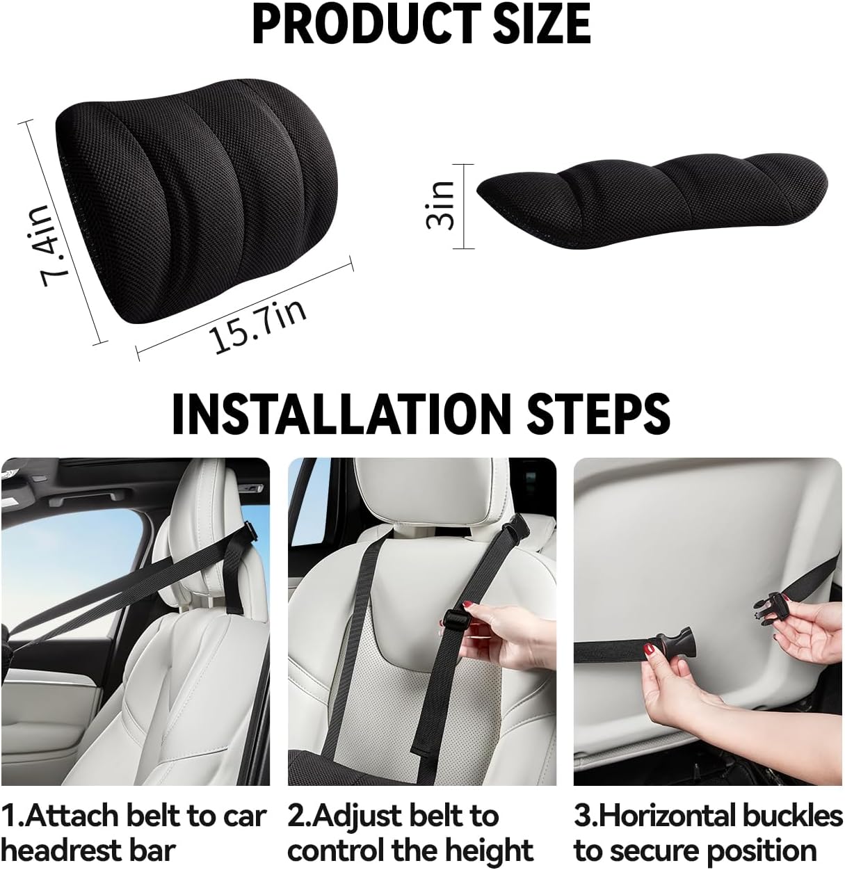 Lumbar Support Pillow for Car,Back Support for Car Seat Cushion,Adjustable Straps Securely Fixed Car Lumbar Support Pillow for Office Chair (Beige)