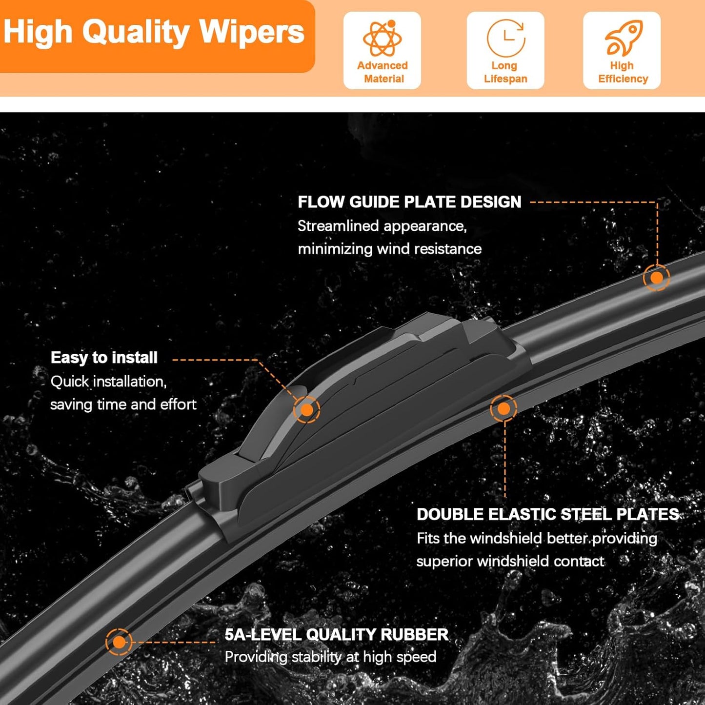 HULADAED® 21'' 21'' 10'' Windshield Wipers Replacement for Jeep Patriot 2017-2007,Silicone Front Rear Wiper blades for MY Car-All Weather & Quiet(3 PACK)