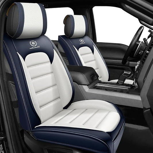 Full Set Car Seat Covers for GMC Sierra 1500/2500/3500 Denali SLT AT4 AT4X Base Seat Covers 2008-2025, Waterproof Premium Nappa Leather Seat Protectors(Standard 5 Seats/Black&White)