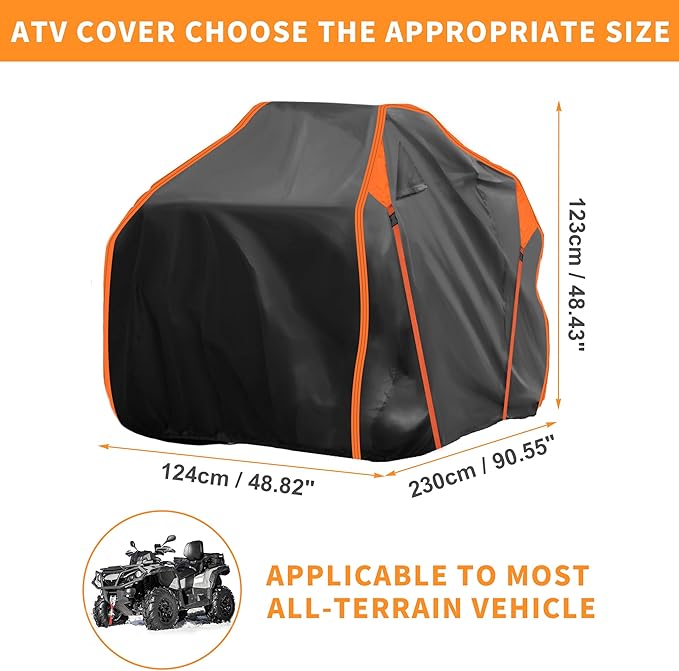 X AUTOHAUX ATV Cover for Can-am OUTLANDER XT 700/X MR 700 Waterproof 4 Wheelers Quad Cover Outdoor Sun Rain Storage Protection 210D-PU Black 230x124x123cm/90.6x48.8x48.4in