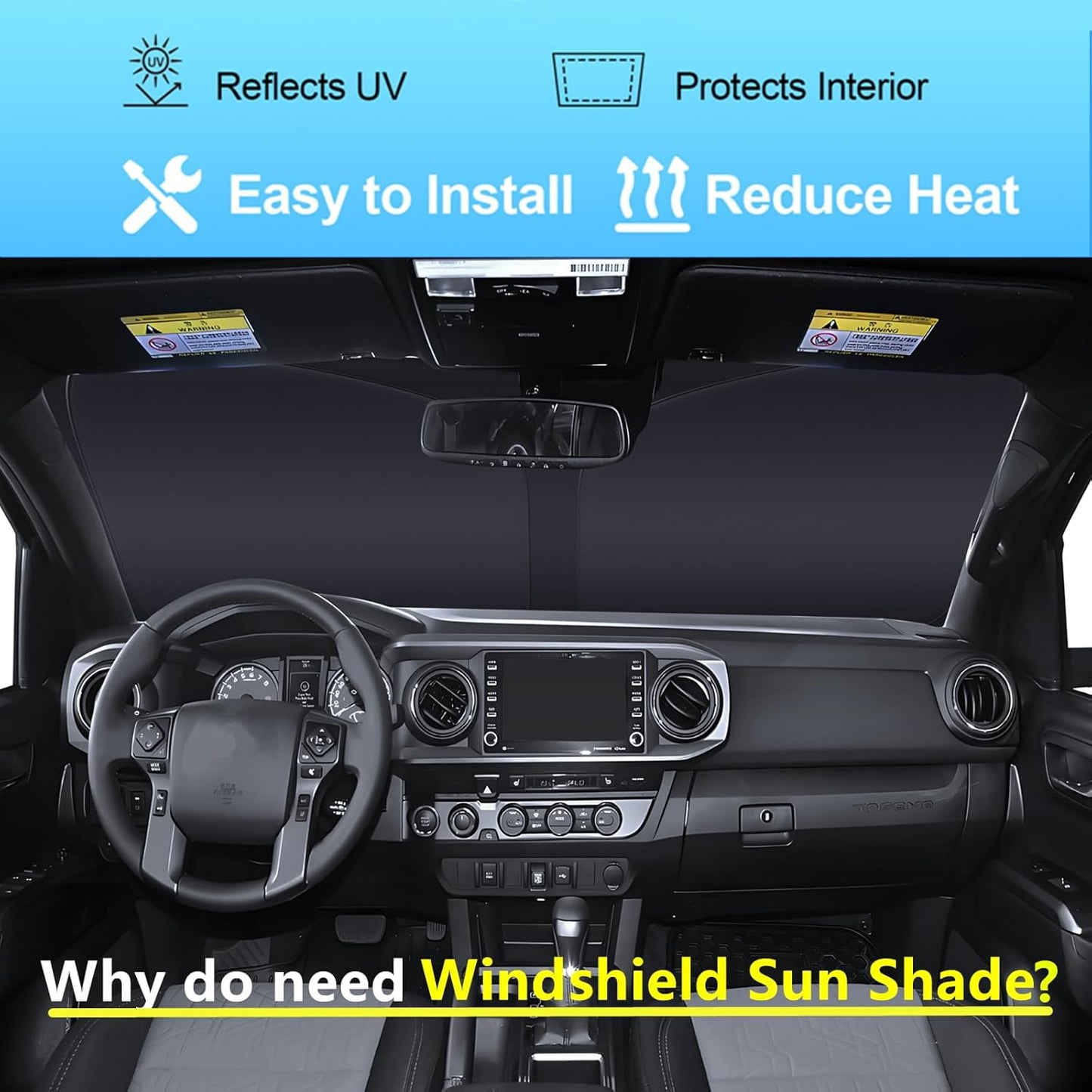 Windshield Sun Shade for for Cadillac XT6 2020-2025 4-Layer Front Window Shade Custom Sun Visor 240T Shade Blocks UV Keep Your Car Cooler