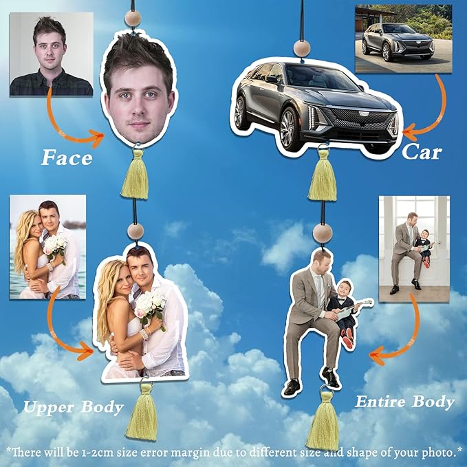 Personalized Air Freshener with Your Photo Custom Air Freshener for Car with Tassel for Wedding Christmas Birthday Anniversary Funny Gift Car Hanging Ornaments Multiple