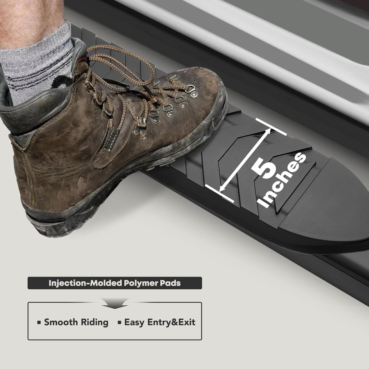 YHTAUTO 5 Inch Running Boards Side Steps Compatible with Chevy Silverado & GMC Sierra 1500/2500 HD/3500 HD 2019-2024, Extended Cab, Oval Straight Carbon Steel Black Powder, Truck Cab Side Step Rails